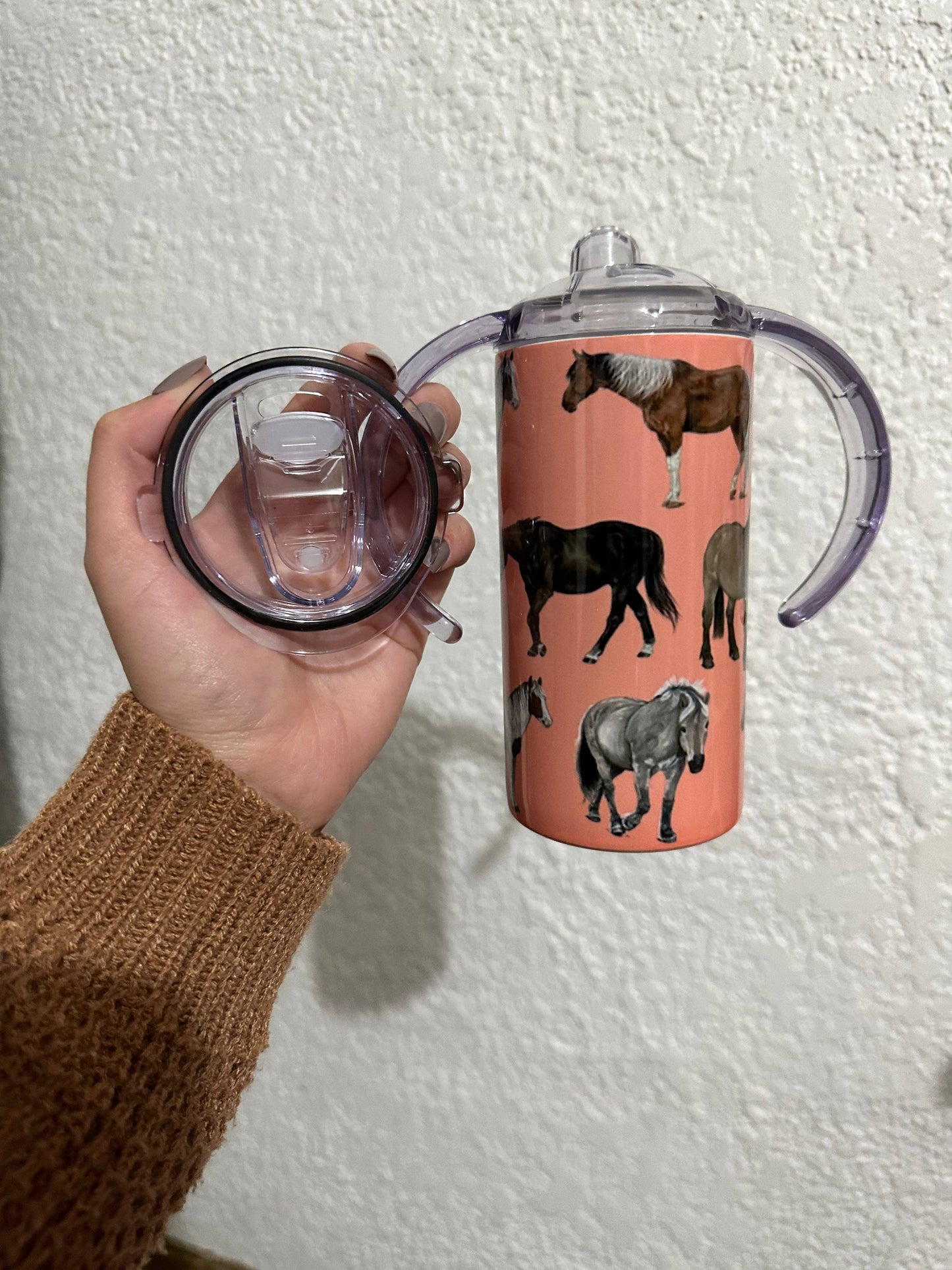 Coral horses 12oz kids tumbler