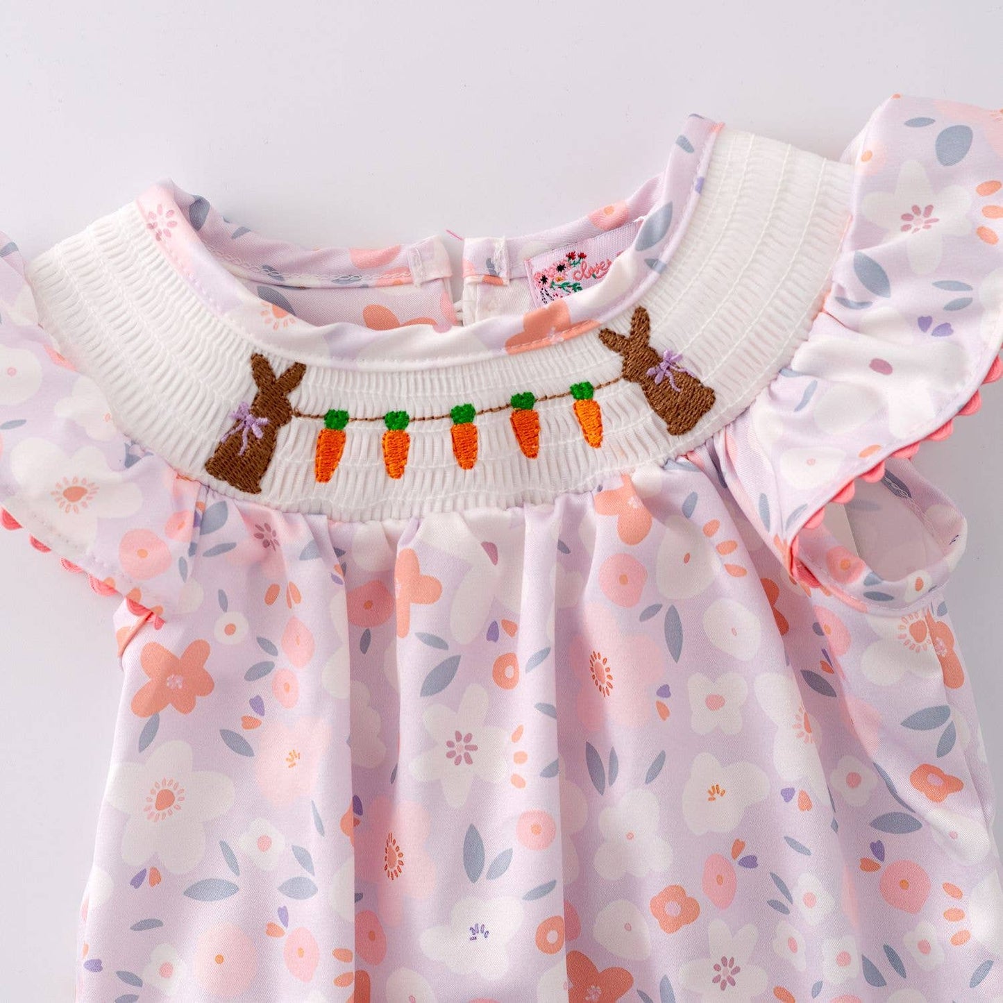 Carrot Patch Smocked Baby Romper