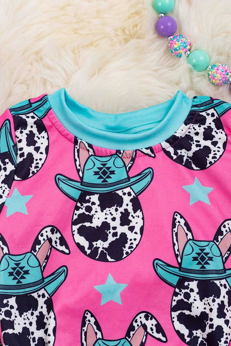 PINK WESTERN EASTER EGG PRINTED ONESIE. RPB20144003 AMY