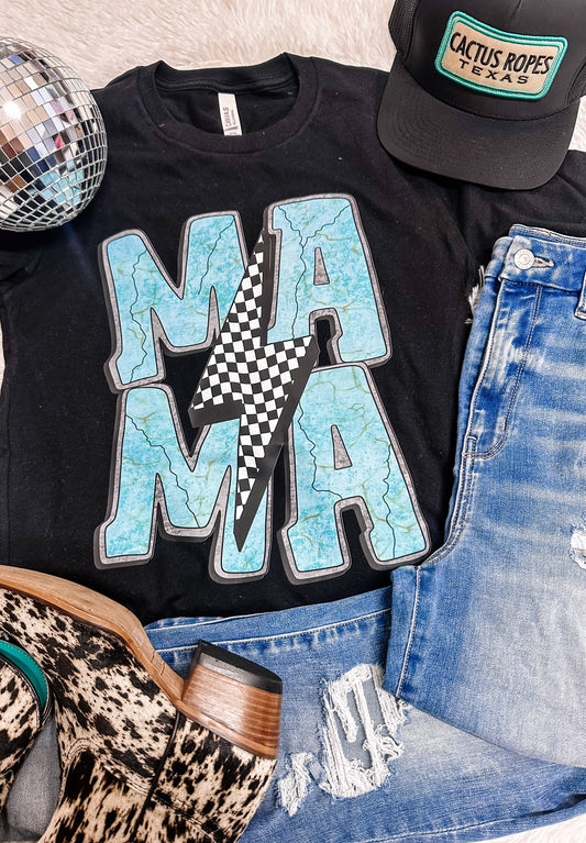 Turquoise Western Mama Western Graphic Tee