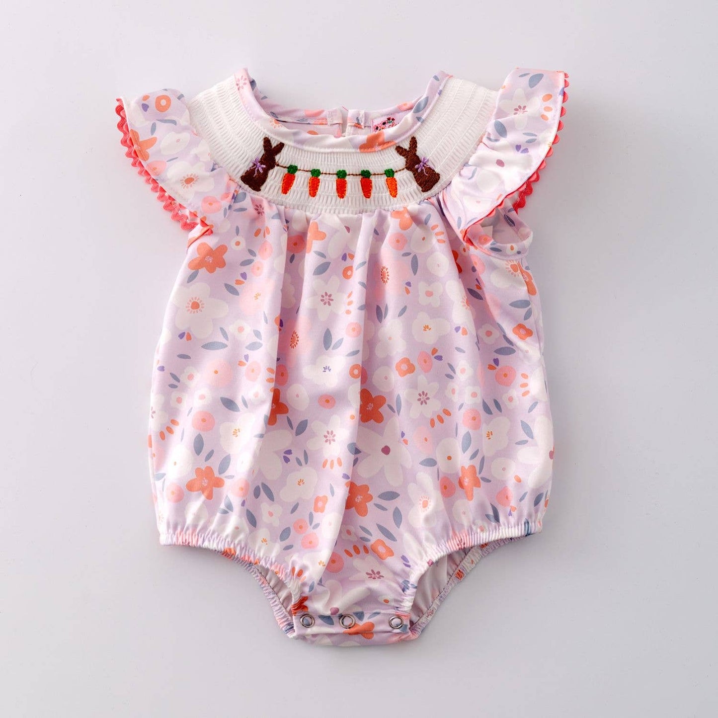 Carrot Patch Smocked Baby Romper