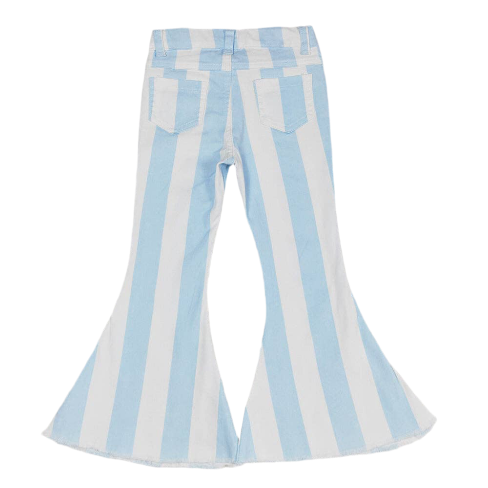 Baby Girls Blue Stripes Bell Flare Denim Pants