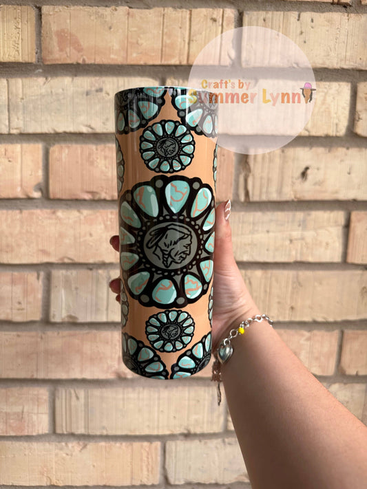 Indian turquoise coin 20oz tumbler